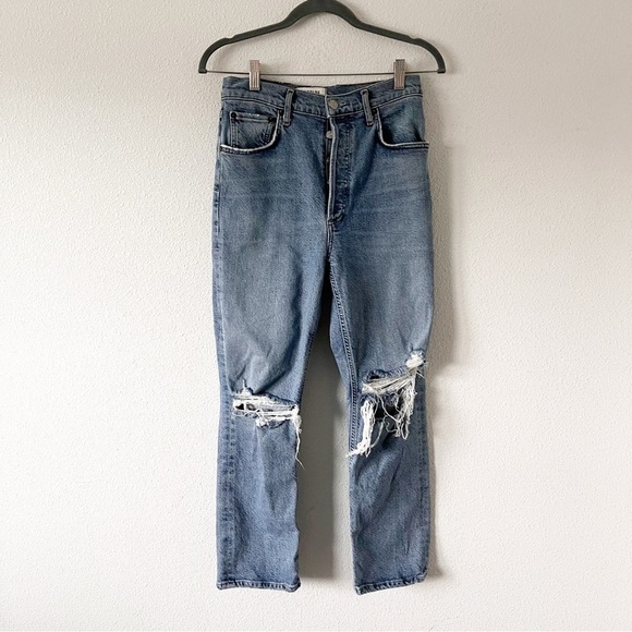 Agolde Riley High Rise Button Fly Destroyed Jeans - Picture 7 of 7